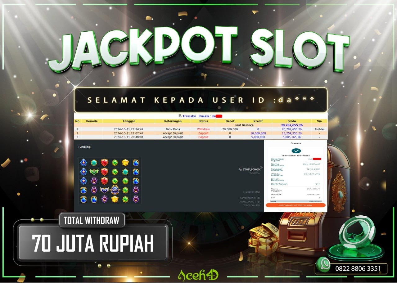 JACKPOT SLOT DARI MEMBER SETIA ACEH4D TGL 11/10/2024  💸💸