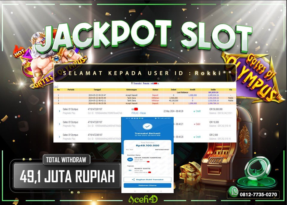 JACKPOT SLOT DARI MEMBER SETIA ACEH4D HARI INI 22/05/2024 💸💸